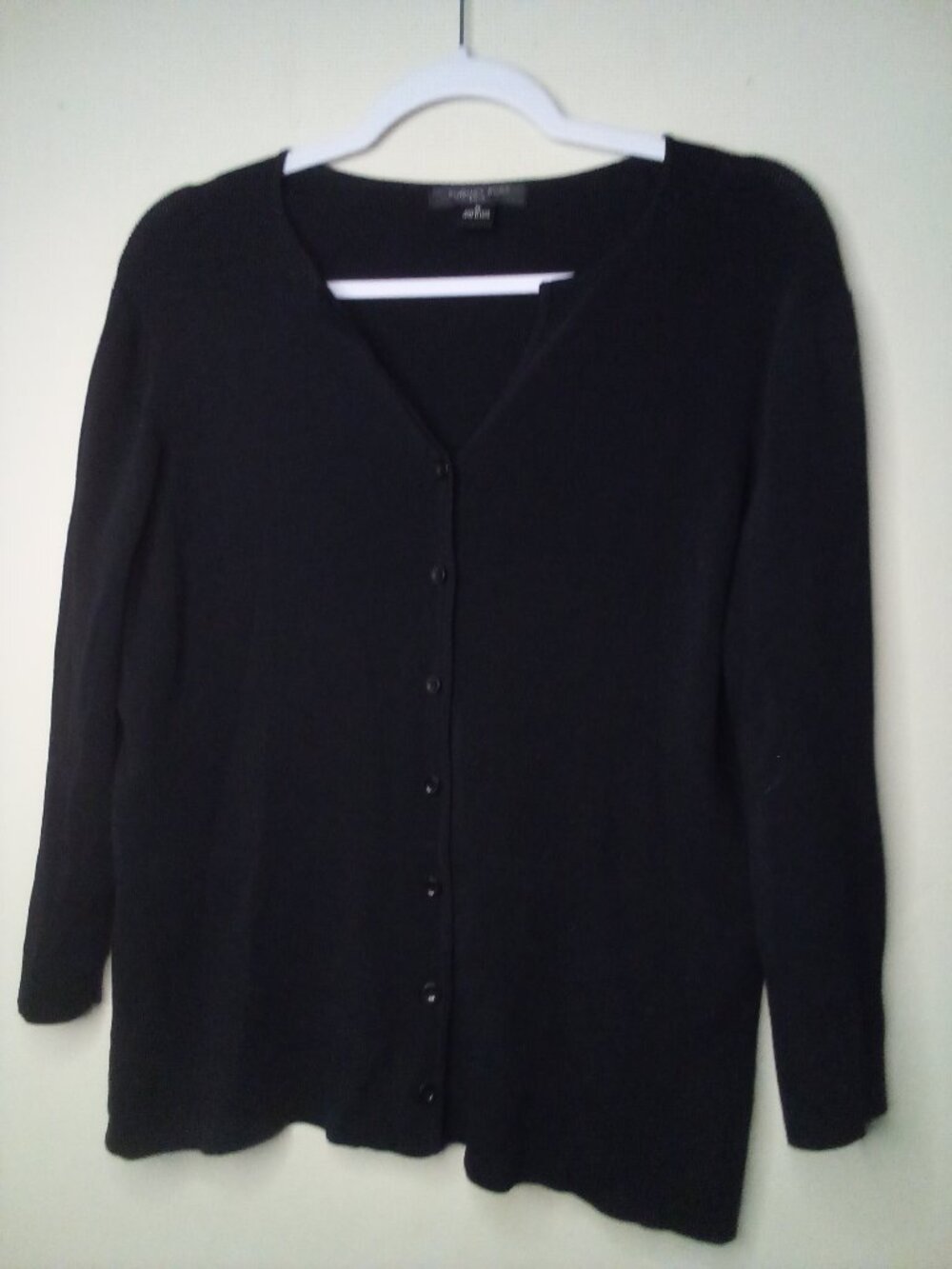 August Silk Cardigan Sweater Women XL Button Up Soft Stretch Black